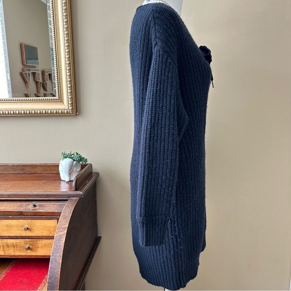 Rails Nicole Cashmere Sweater Dress Cashmere Velvet Lace-Up Chunky Knit Size L - Picture 10 of 16